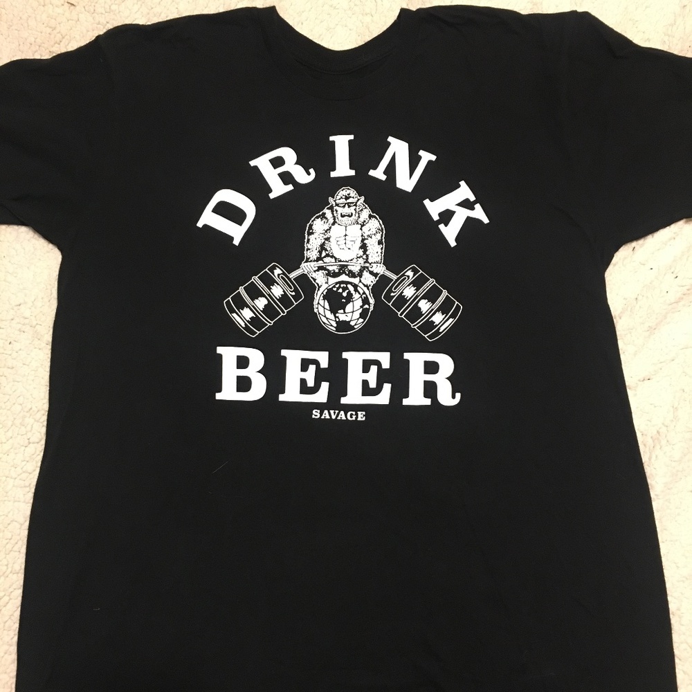 Beer Savage Drink Beer Black T size L